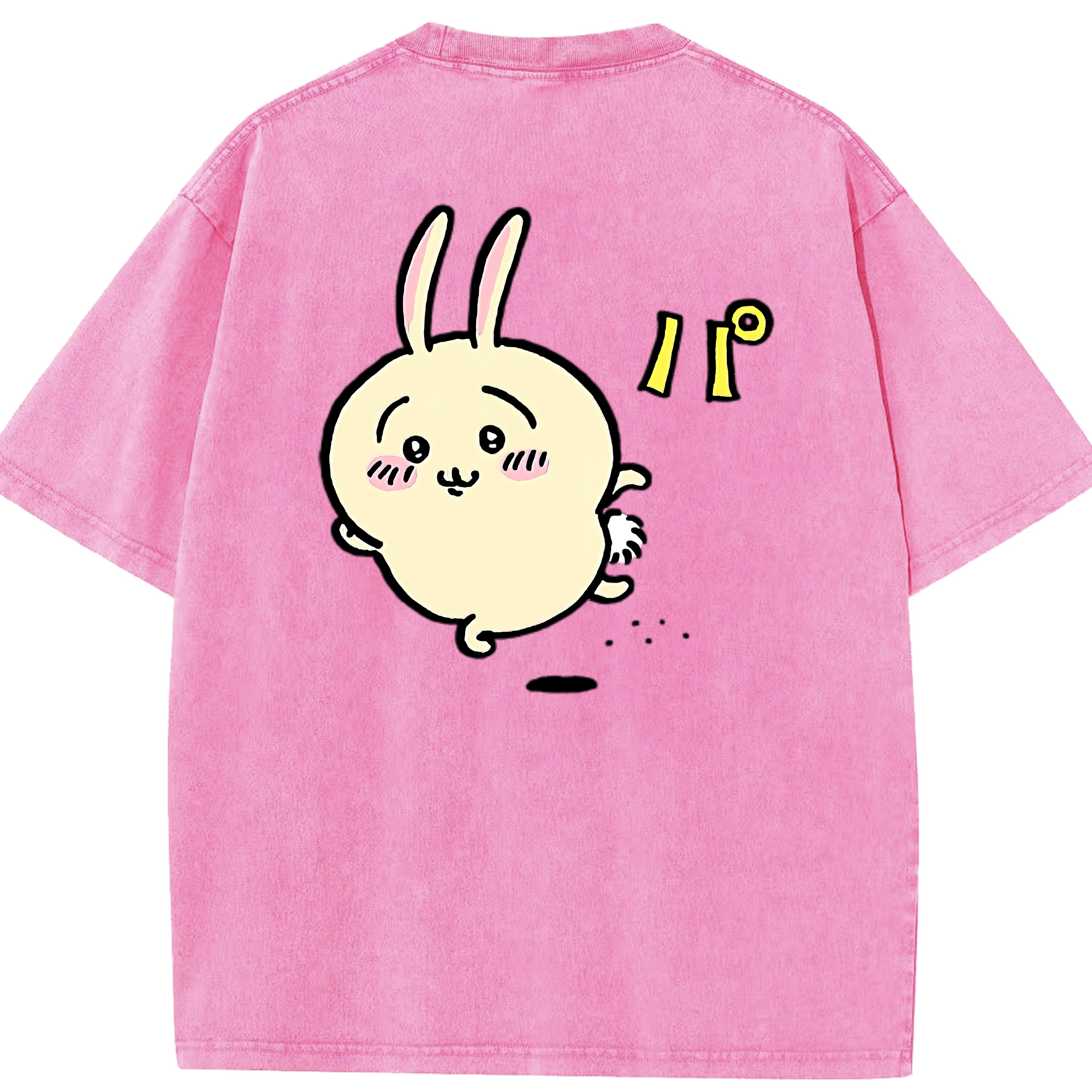 （画像用） ちいかわ うさぎ Chii-kawa usagi 綿100% ヴィンテージ風 半袖Tシャツ（背面プリント）